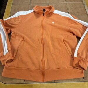 Vintage Sergio Tacchini Orange White Track Jacket Mens Sz XL Cotton Polyester